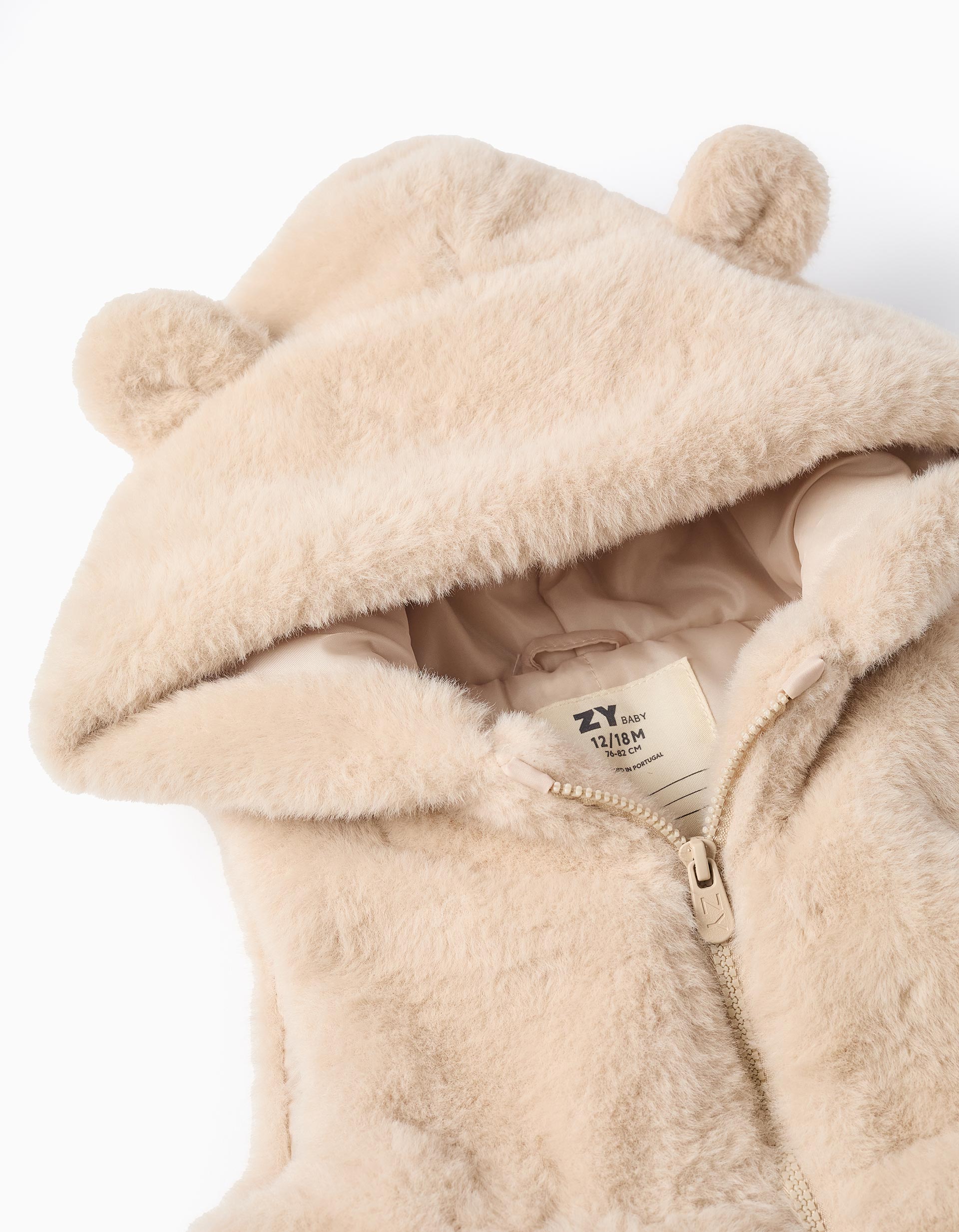Fleece Hooded Gilet for Baby Girls, Beige – ZIPPY