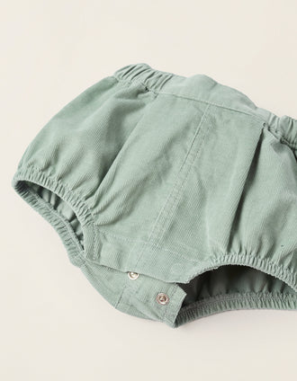 Body + Macacão com Alças Amovíveis para Recém-Nascido, Branco/Verde