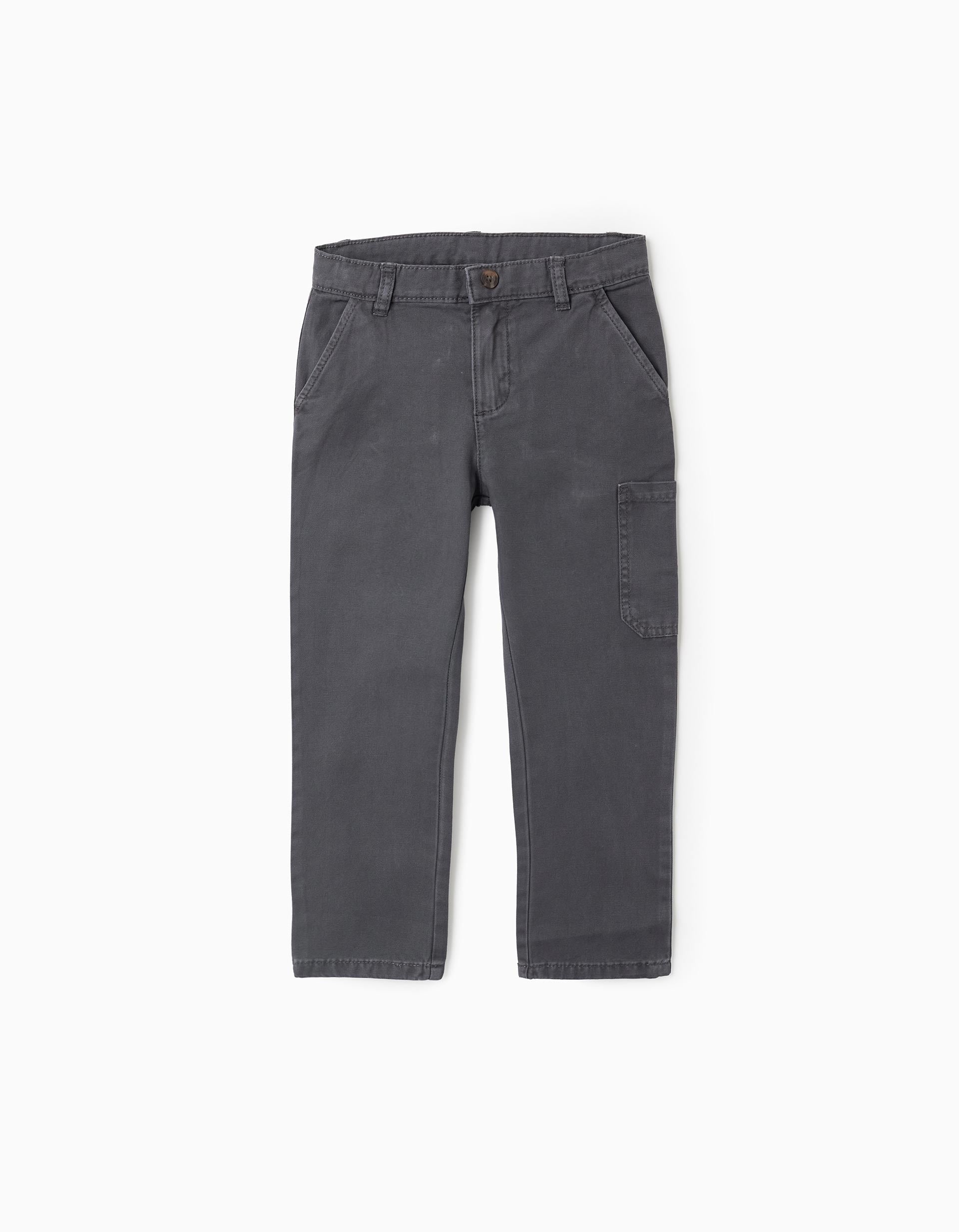 Twill Cargo Trousers for Boys 'Straight Fit', Dark Grey