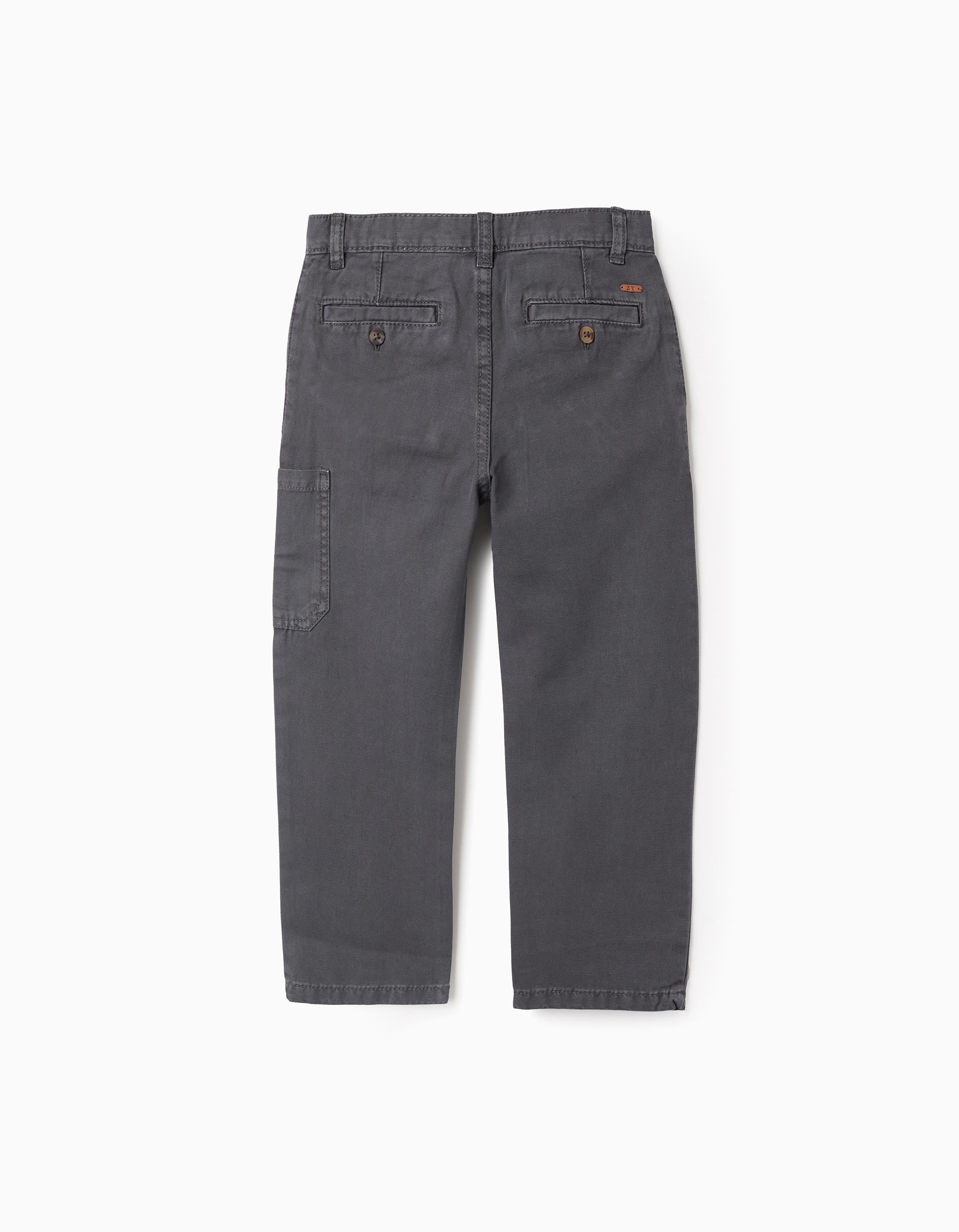 Twill Cargo Trousers for Boys 'Straight Fit', Dark Grey