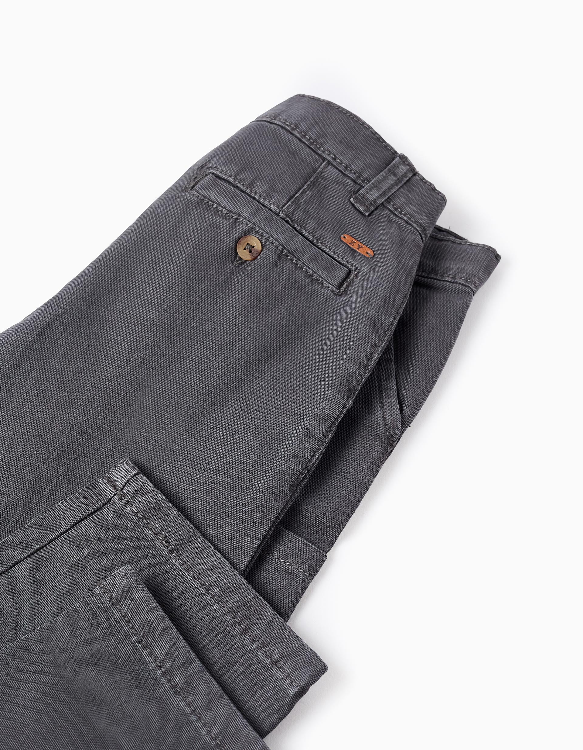 Twill Cargo Trousers for Boys 'Straight Fit', Dark Grey