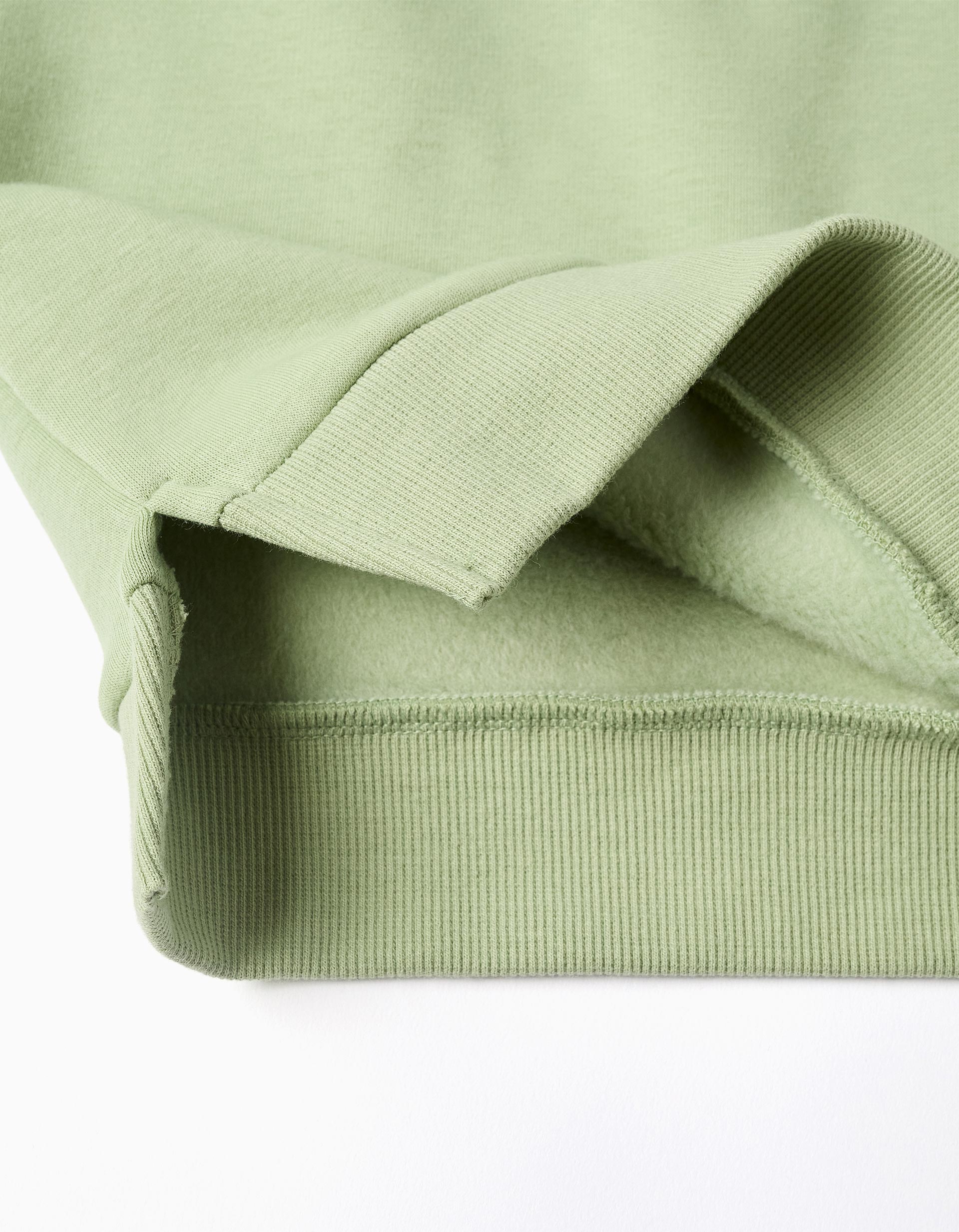 Vestido com forro polar térmico e capuz para menina, verde-claro