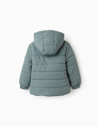 Casaco Acolchoado com Capuz e Forro Polar para Menino, Verde