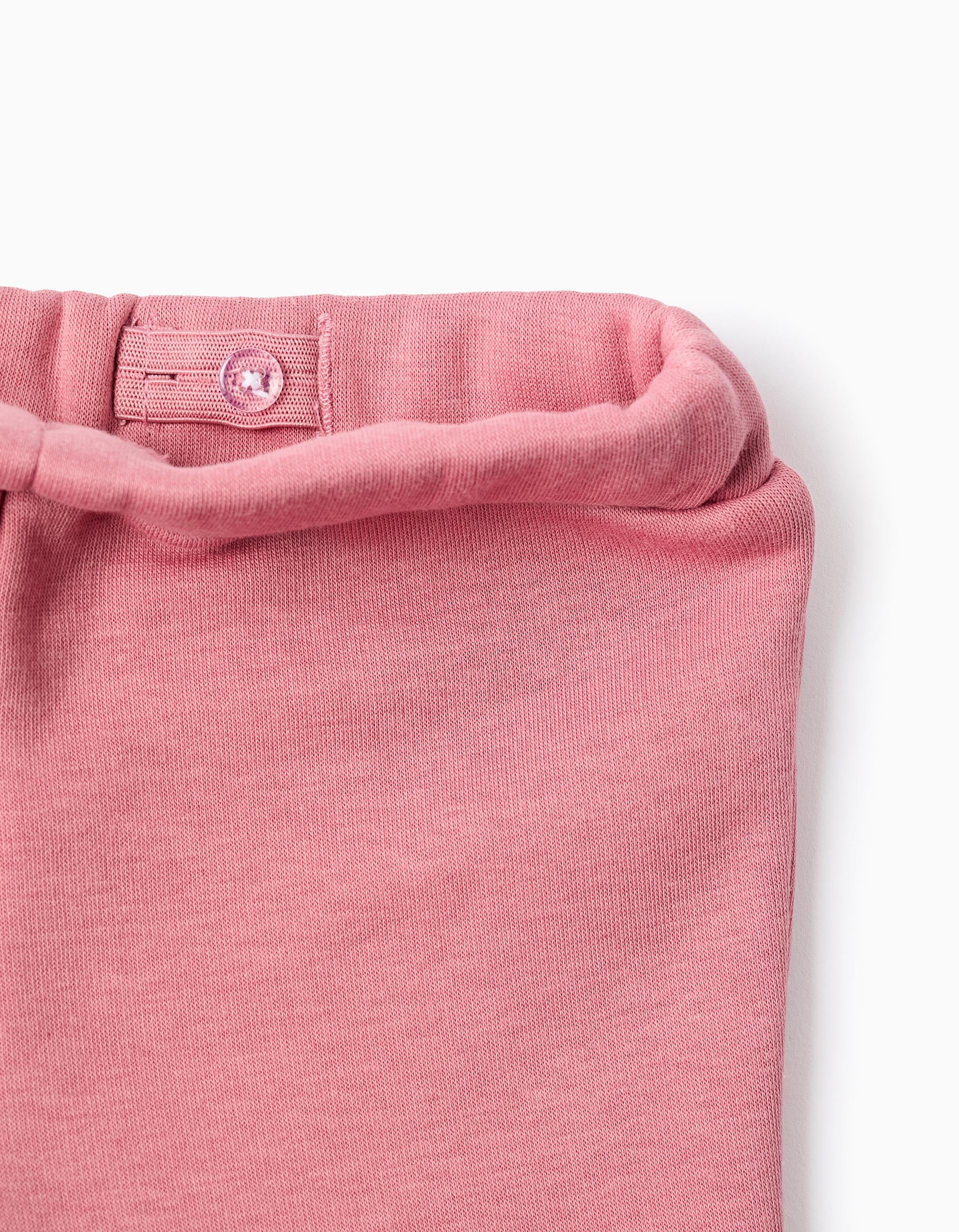 Leggings cardadas com estampado de flores para bebé menina, rosa