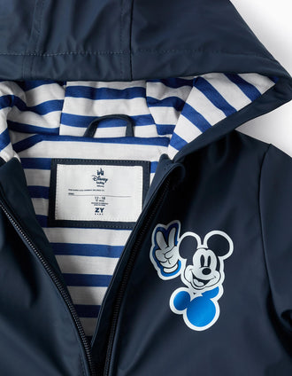 Parka de Borracha com Capuz para Bebé Menino 'Mickey', Azul Escuro