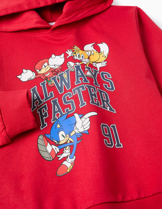 Sweat de Algodão com Capuz para Menino 'Sonic', Vermelho