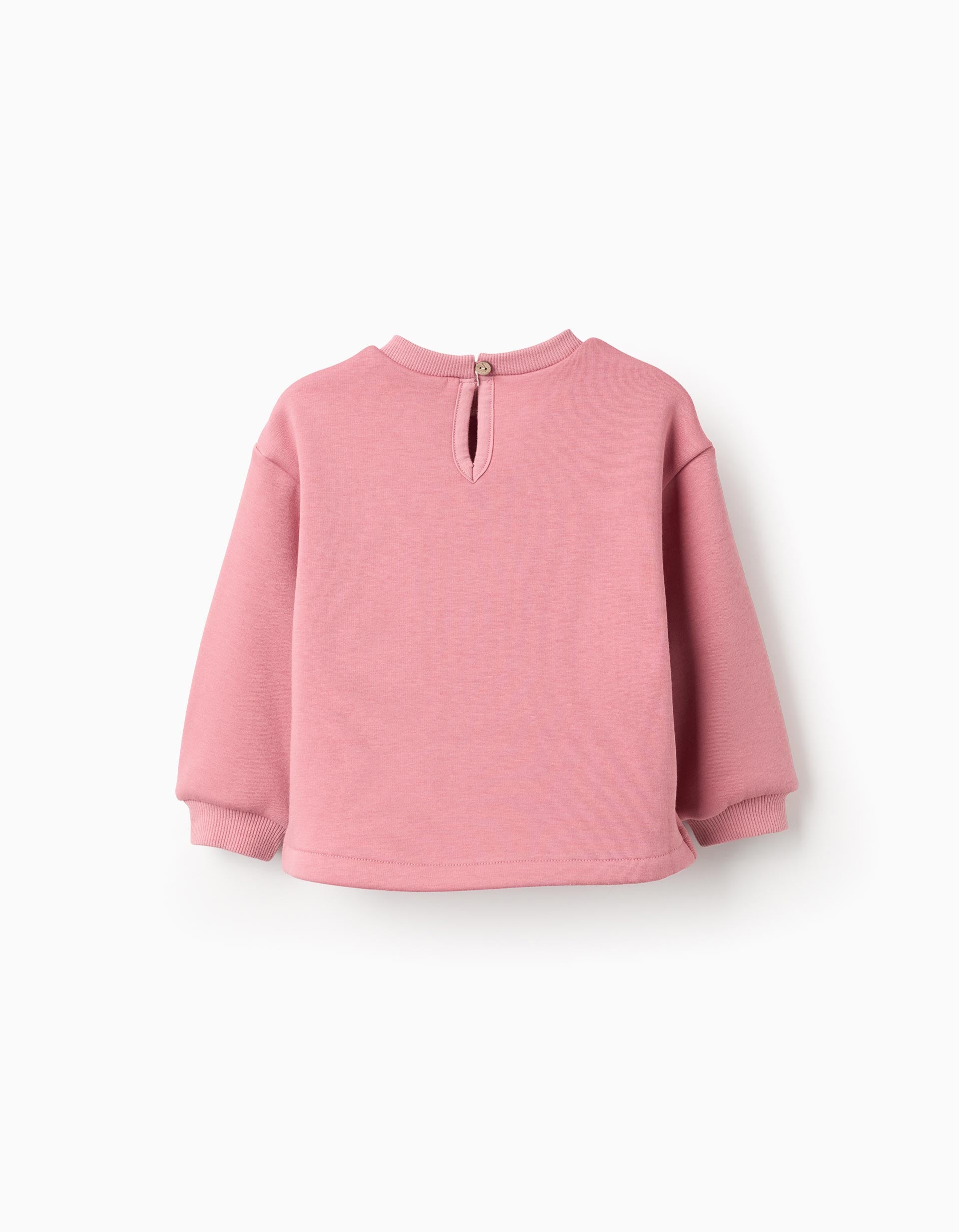 Brushed sweatshirt with rabbit print for baby girls, pink