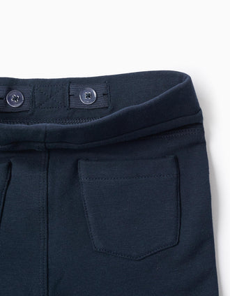 Leggings cardadas com bolsos decorativos para bebé menina, azul-escuro