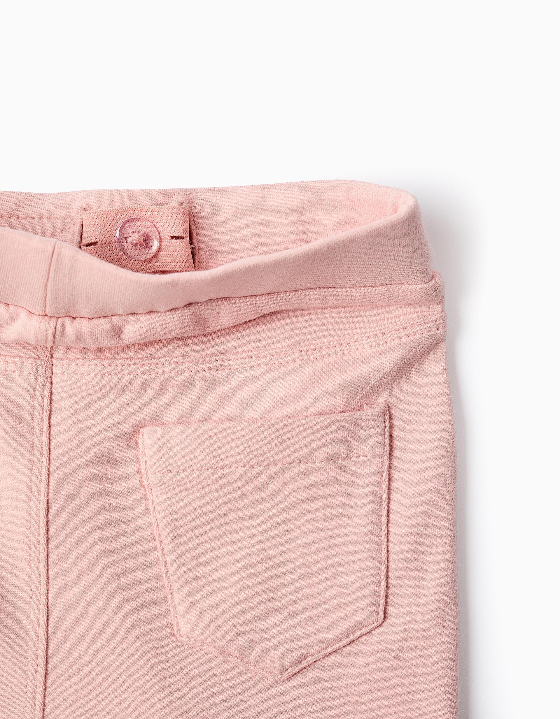Leggings cardadas com bolsos decorativos para bebé menina, rosa-claro
