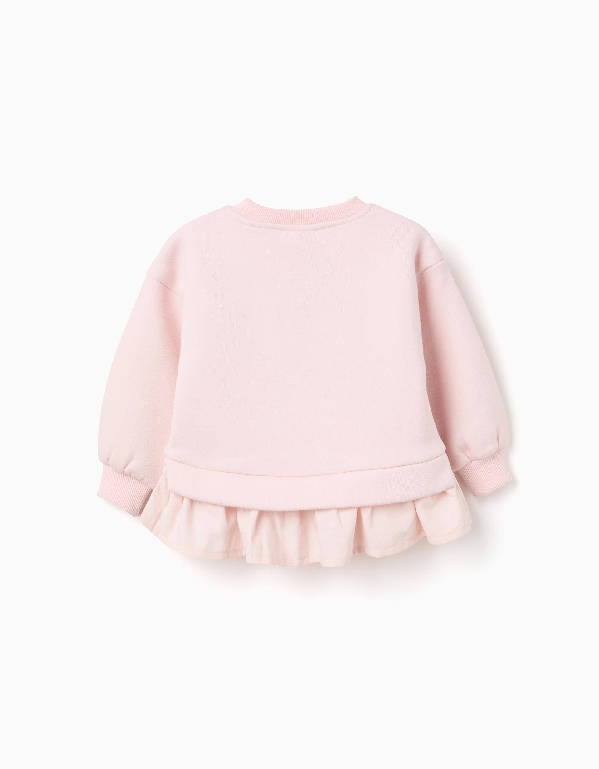 Brushed sweatshirt with flower and ant print for baby girls, light pink