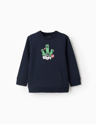Sweat Cardada para Menino 'Minecraft', Azul Escuro