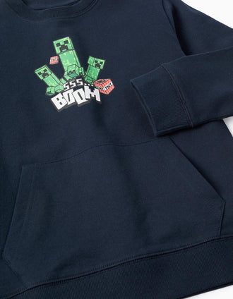 Sweat Cardada para Menino 'Minecraft', Azul Escuro