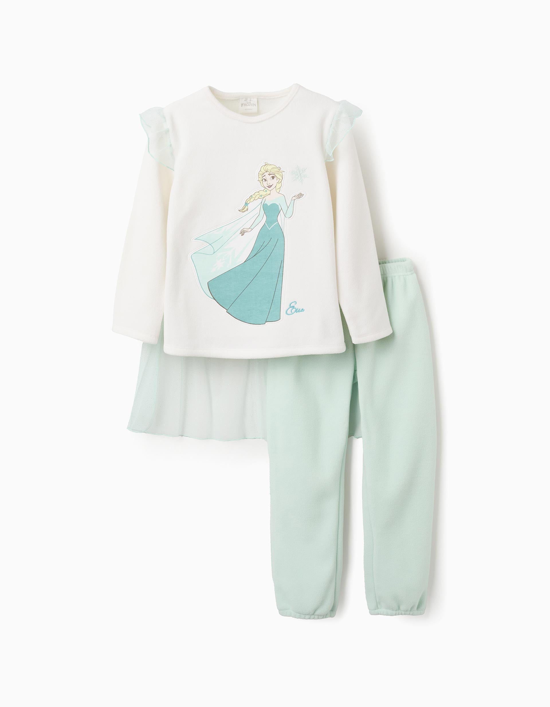 Fleece pyjamas with 'Frozen' removable cape for girls, green/white