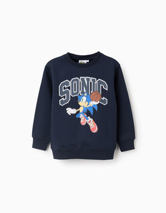 Sweat Cardada para Menino, Sonic', Azul Escuro