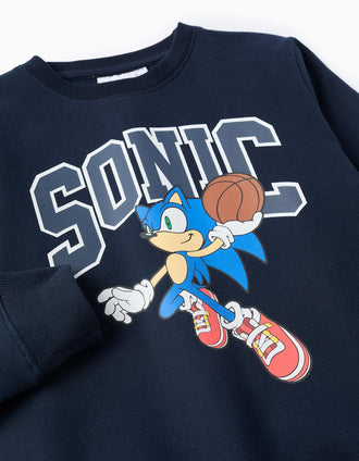 Sweat Cardada para Menino, Sonic', Azul Escuro