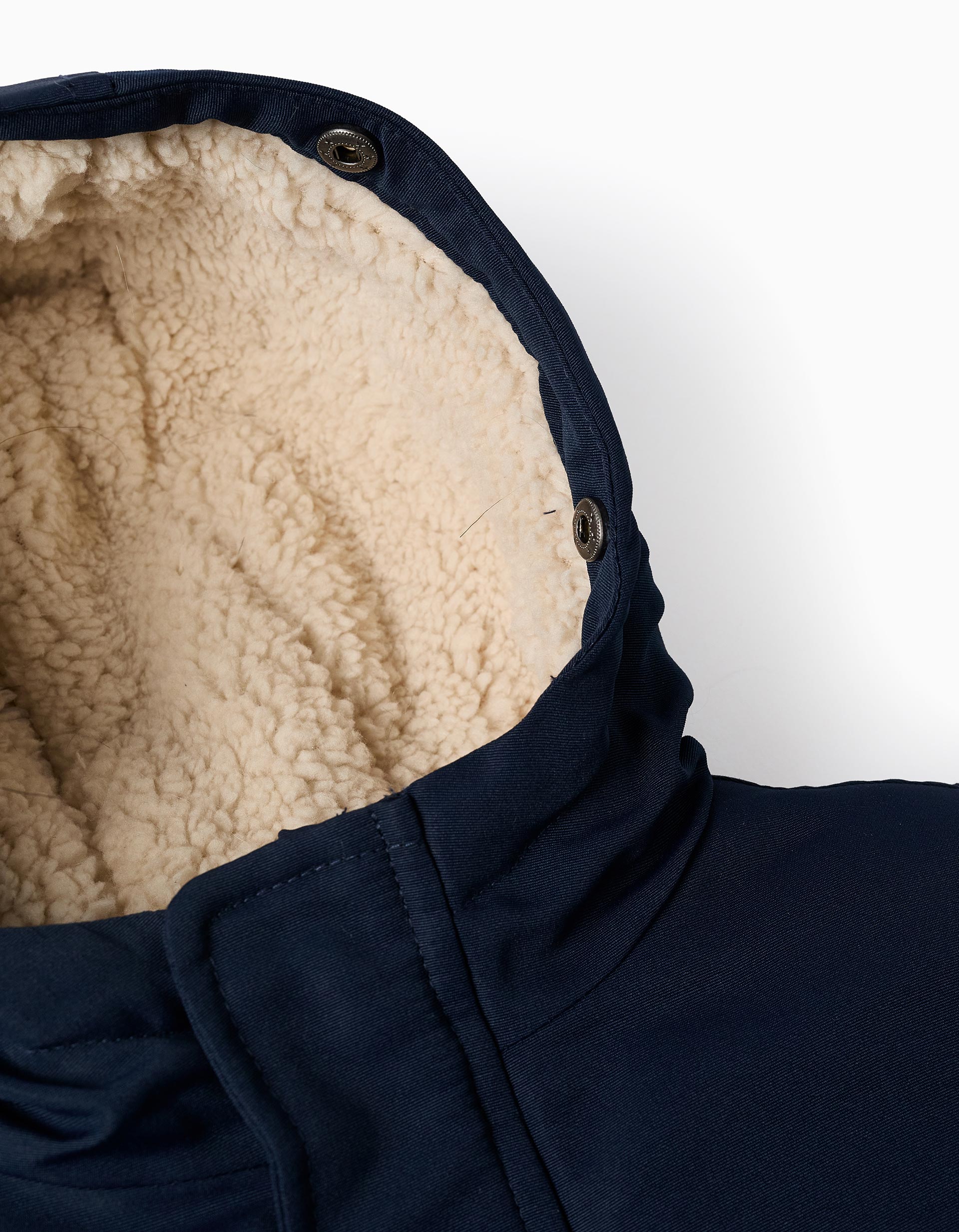Parka Acolchoada com Capuz com Pelo Amovível para Bebé Menino, Azul