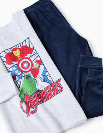 Pyjama en Velours pour Garçon 'Avengers', Gris/Bleu