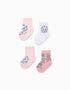 Pack 4 Pares de Meias para Bebé Menina 'Marie', Rosa/Branco