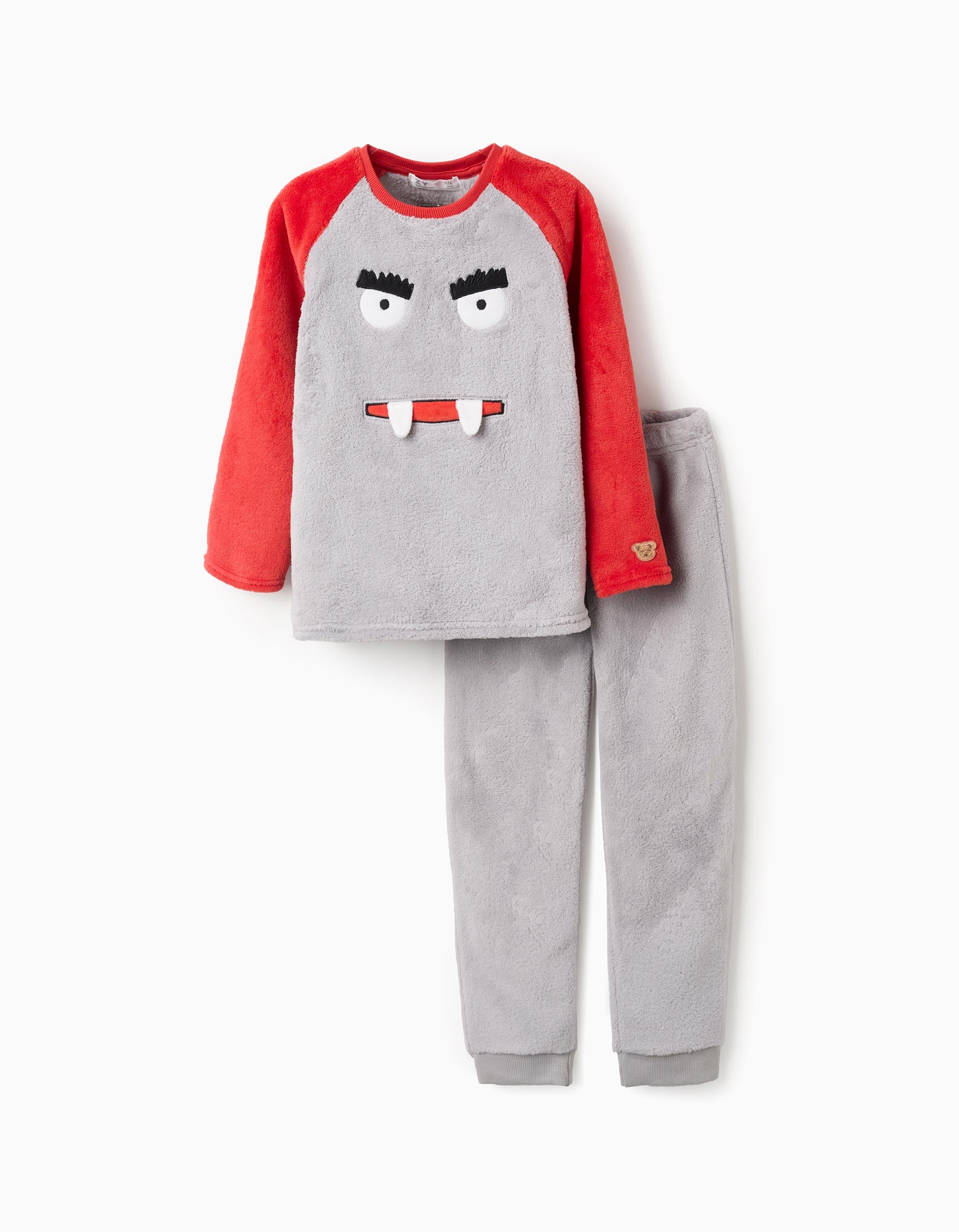 Plush pyjamas with Monsters of Emotions embroidery for boys, grey/red