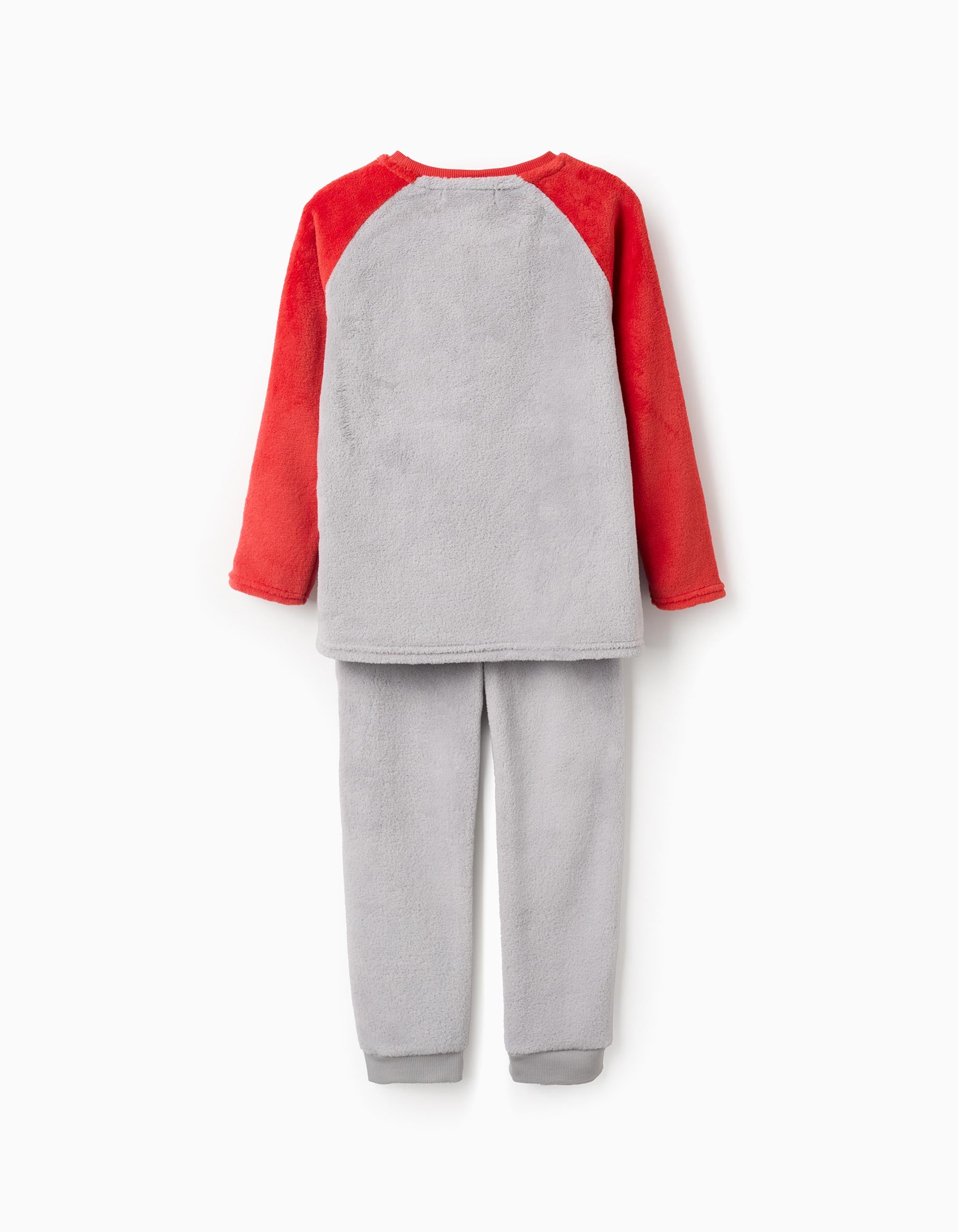Plush pyjamas with Monsters of Emotions embroidery for boys, grey/red