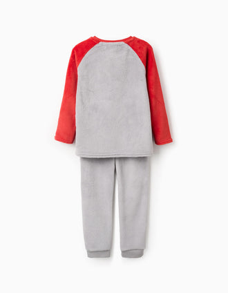 Plush pyjamas with Monsters of Emotions embroidery for boys, grey/red