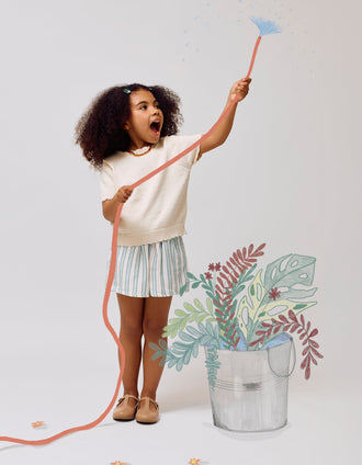 Camiseta de Punto con Lunares En Relieve para Niña, Beige