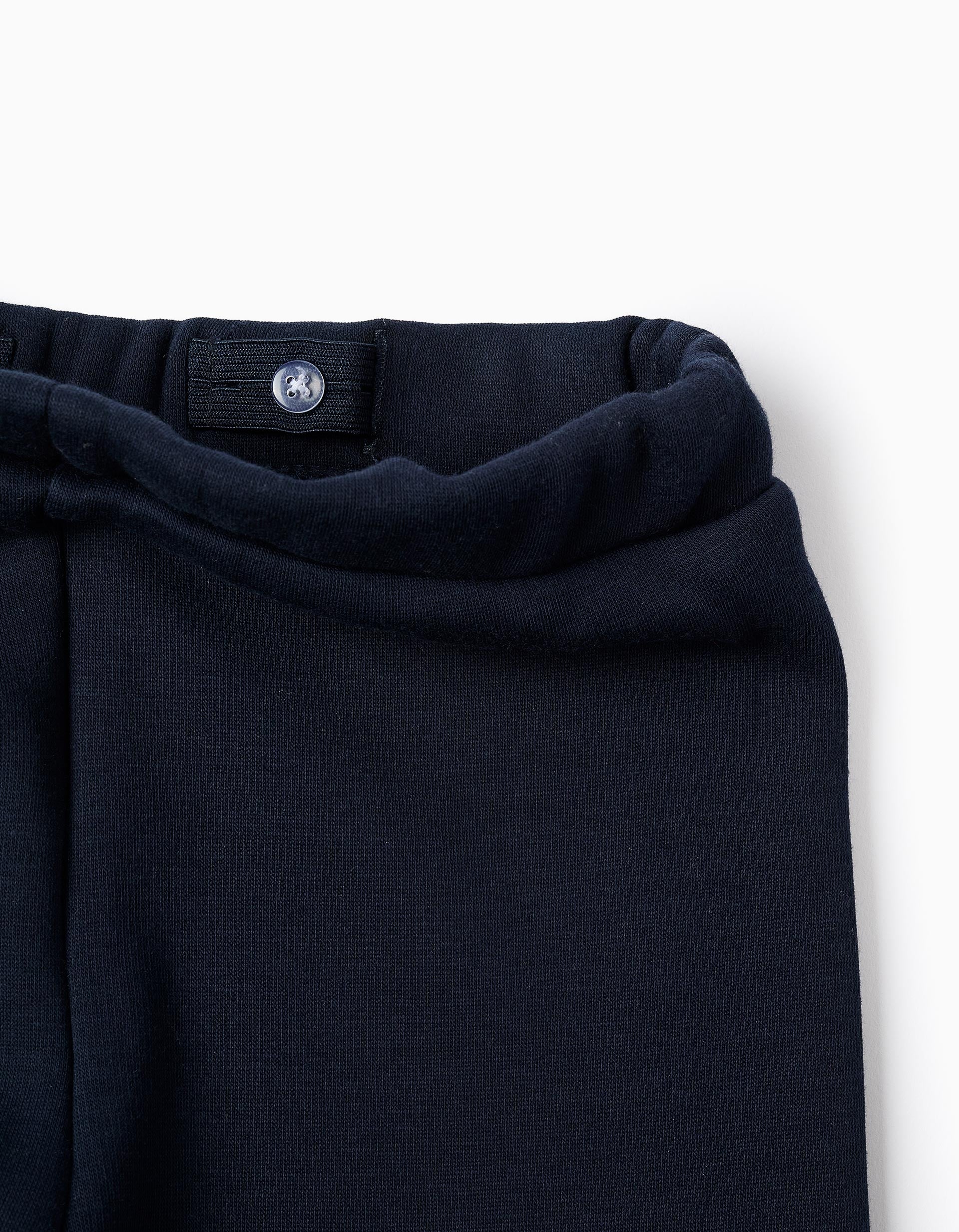 Legging en coton peigné avec taille élastique pour fille, bleu foncé