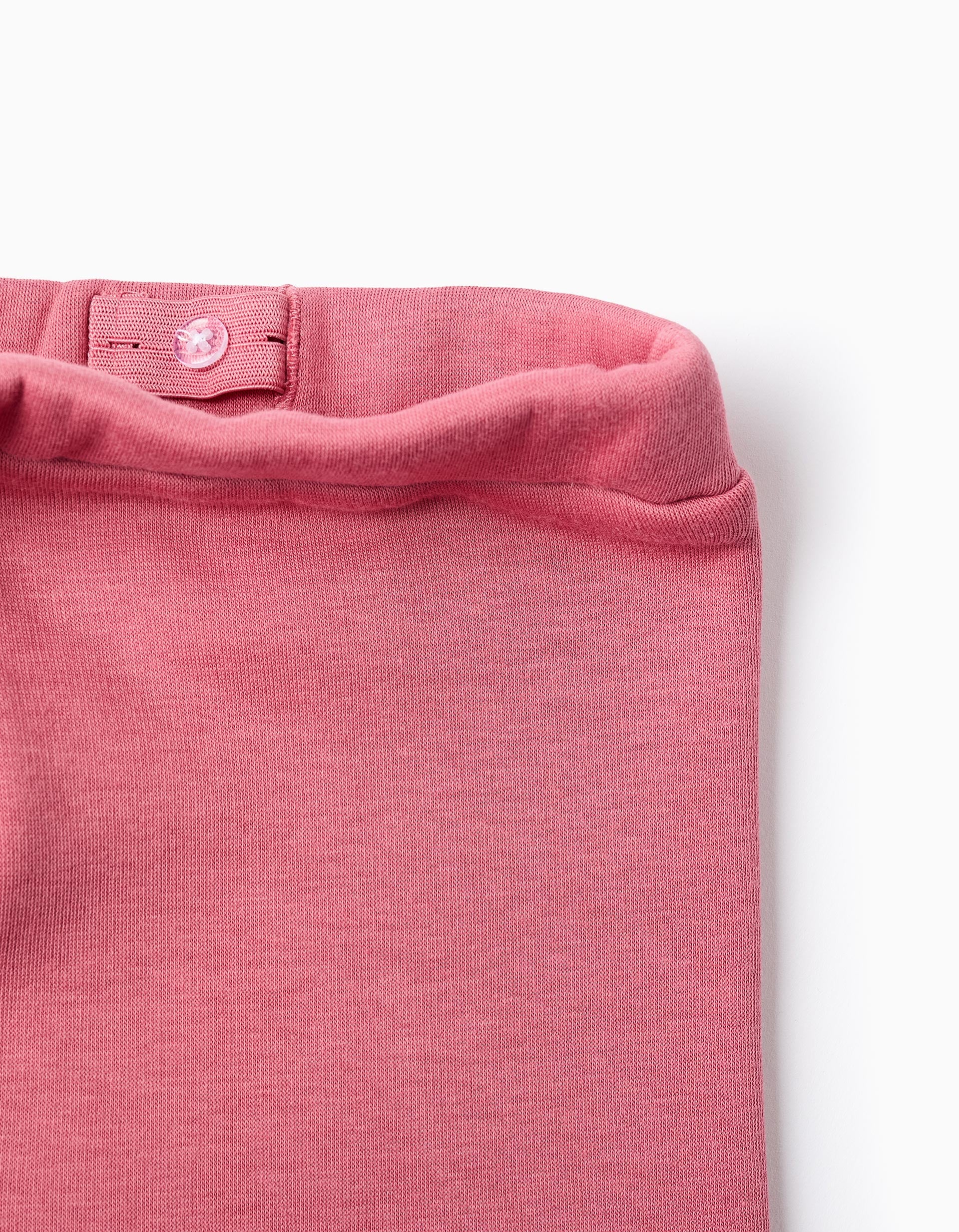 Legging en coton peigné avec taille élastique pour fille, rose