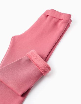 Leggings perchados con cintura flexible para niña, rosa
