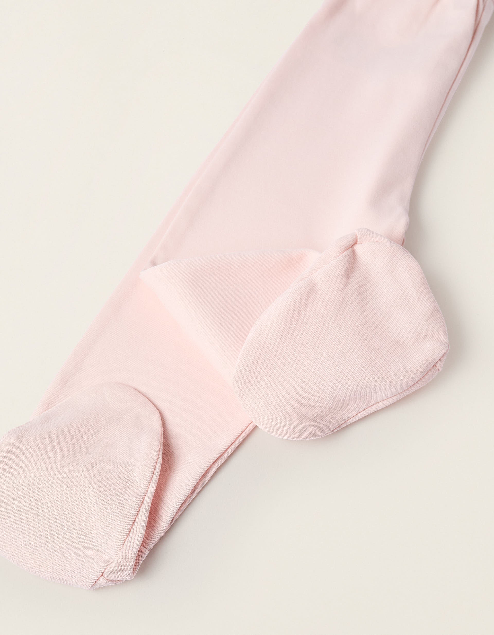 Pack 2 Pantalons avec Pieds pour Bébé Fille 'Family Love', Rose/Blanc