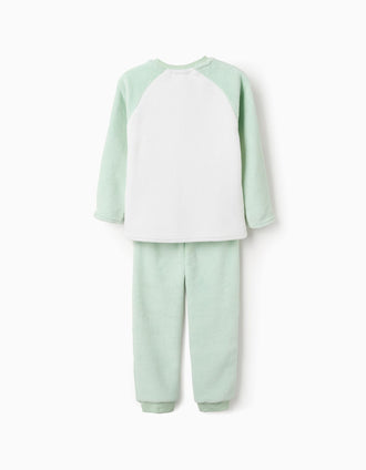 Plush pyjamas with Monsters of Emotions embroidery for girls, green/white