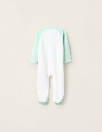Babygrow de Veludo para Bebé Menina 'Monstro das Emoções', Verde/Branco