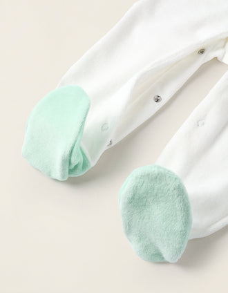 Babygrow de Veludo para Bebé Menina 'Monstro das Emoções', Verde/Branco