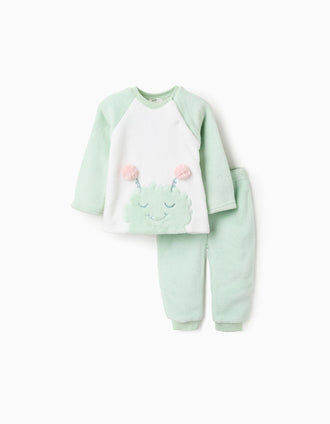 Plush pyjamas with Monsters of Emotions for baby girls, green/white