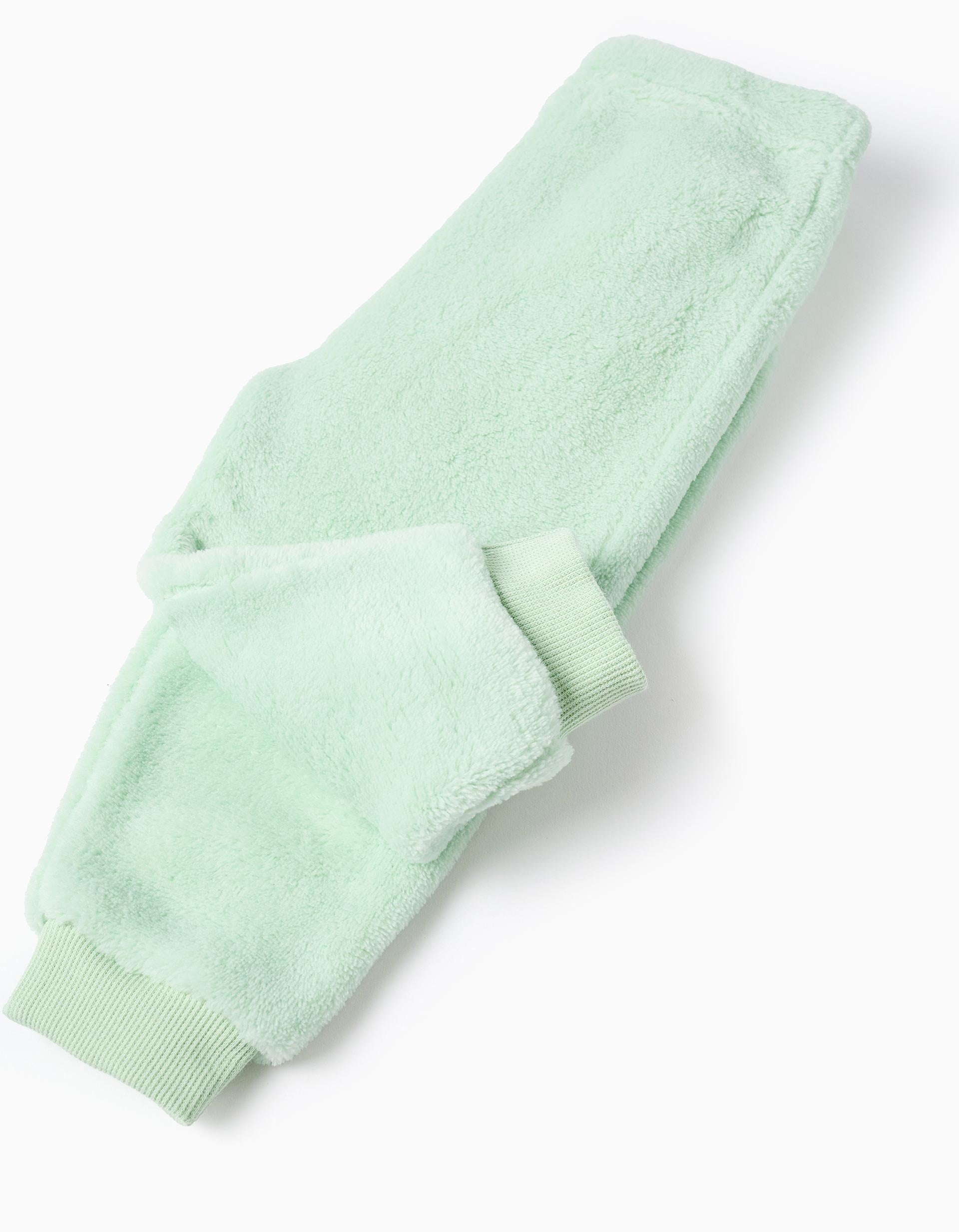 Pyjama peluche avec broderie 'Émotions' pour bébé fille, vert/blanc