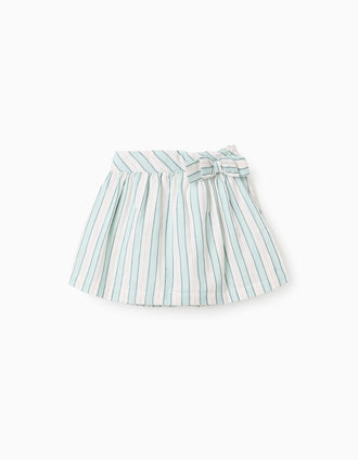 Striped Cotton Pinafore Dress for Baby Girls 'B&S', Green/White