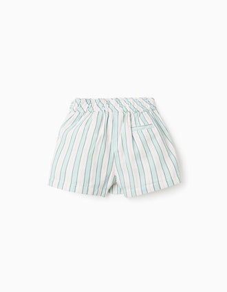Striped Cotton Pinafore Dress for Baby Girls 'B&S', Green/White