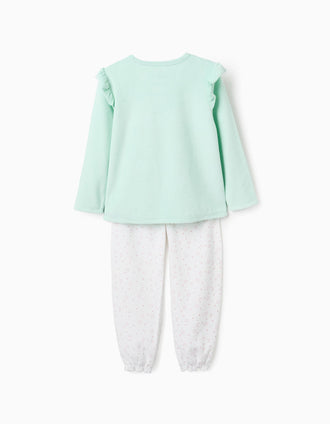 Glow in the Dark Velour Pyjama for Girls 'Emotions', Green/White