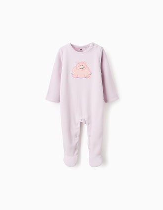 Babygrow polar com bordado 'Emoções' para bebé menina, lilás