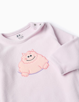 Babygrow polar com bordado 'Emoções' para bebé menina, lilás