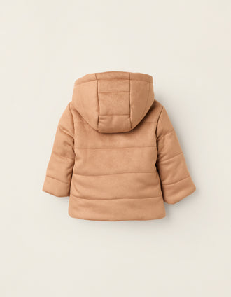 Doudoune en Daim avec Capuche pour Nouveau-né, Camel