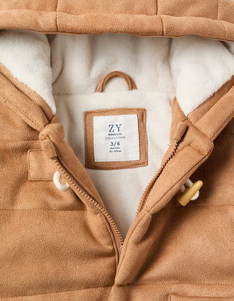 Doudoune en Daim avec Capuche pour Nouveau-né, Camel