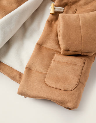 Doudoune en Daim avec Capuche pour Nouveau-né, Camel
