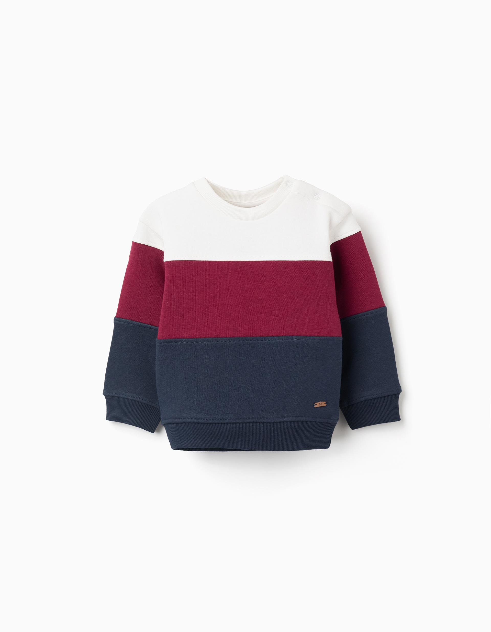 Brushed sweatshirt with colour block for baby boys, white/red/blue