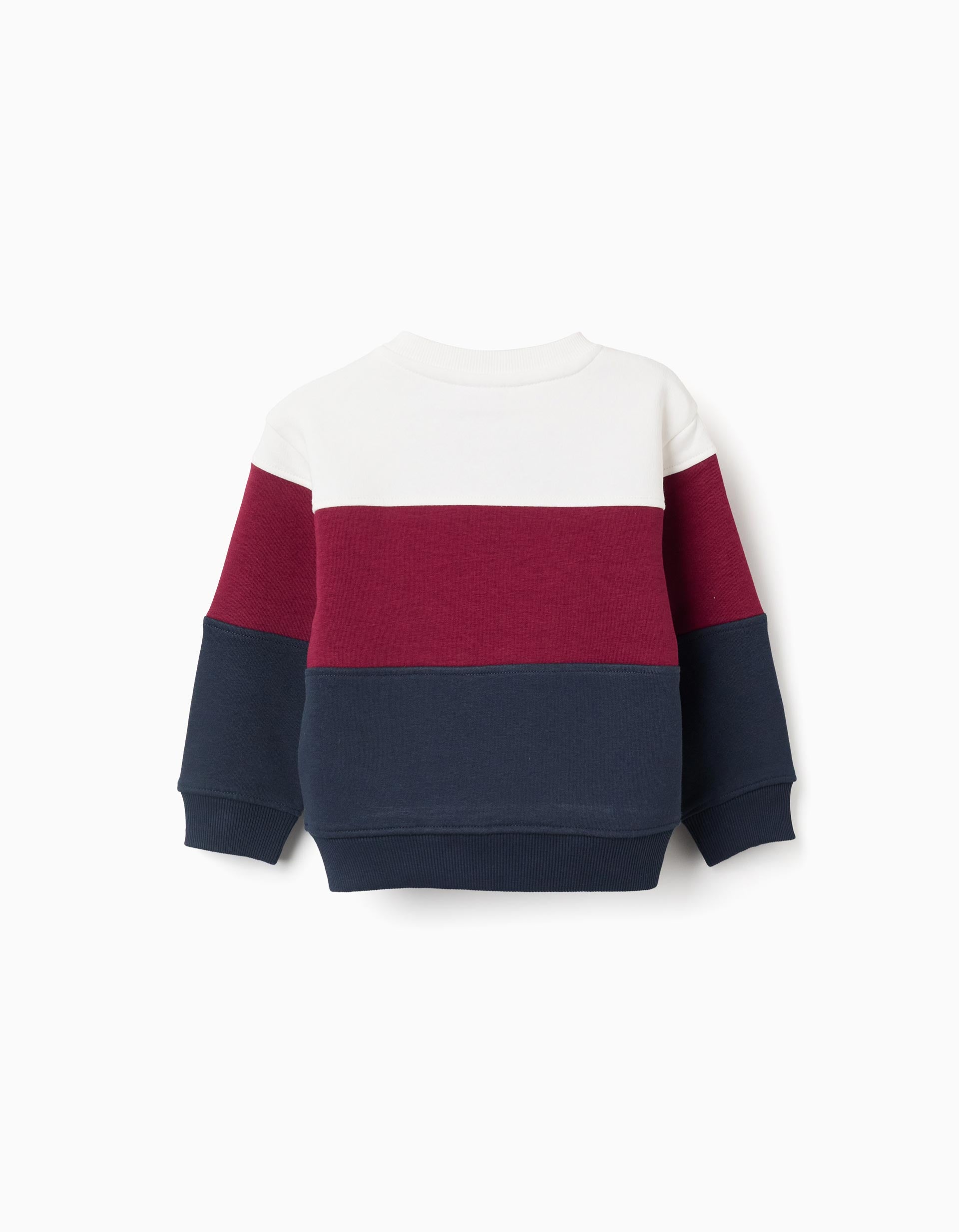 Brushed sweatshirt with colour block for baby boys, white/red/blue