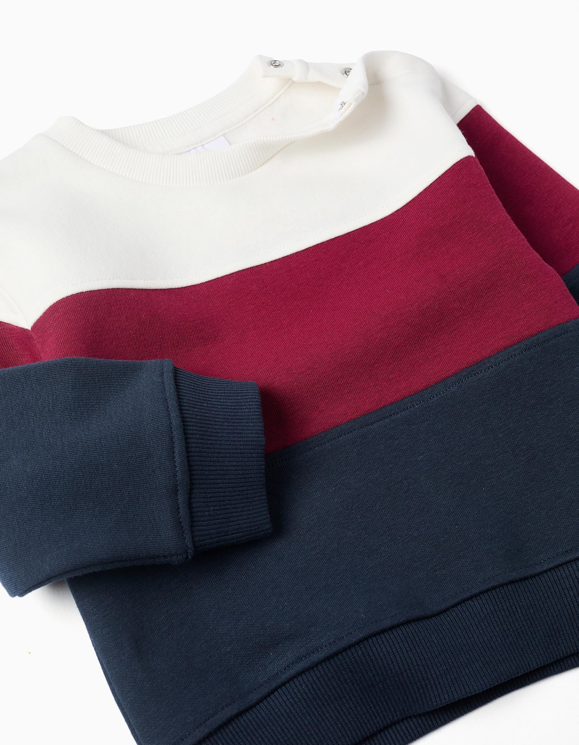 Brushed sweatshirt with colour block for baby boys, white/red/blue