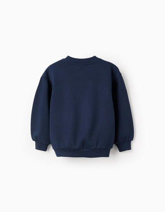 Sudadera perchada con estampado de Stitch para niña, azul oscuro