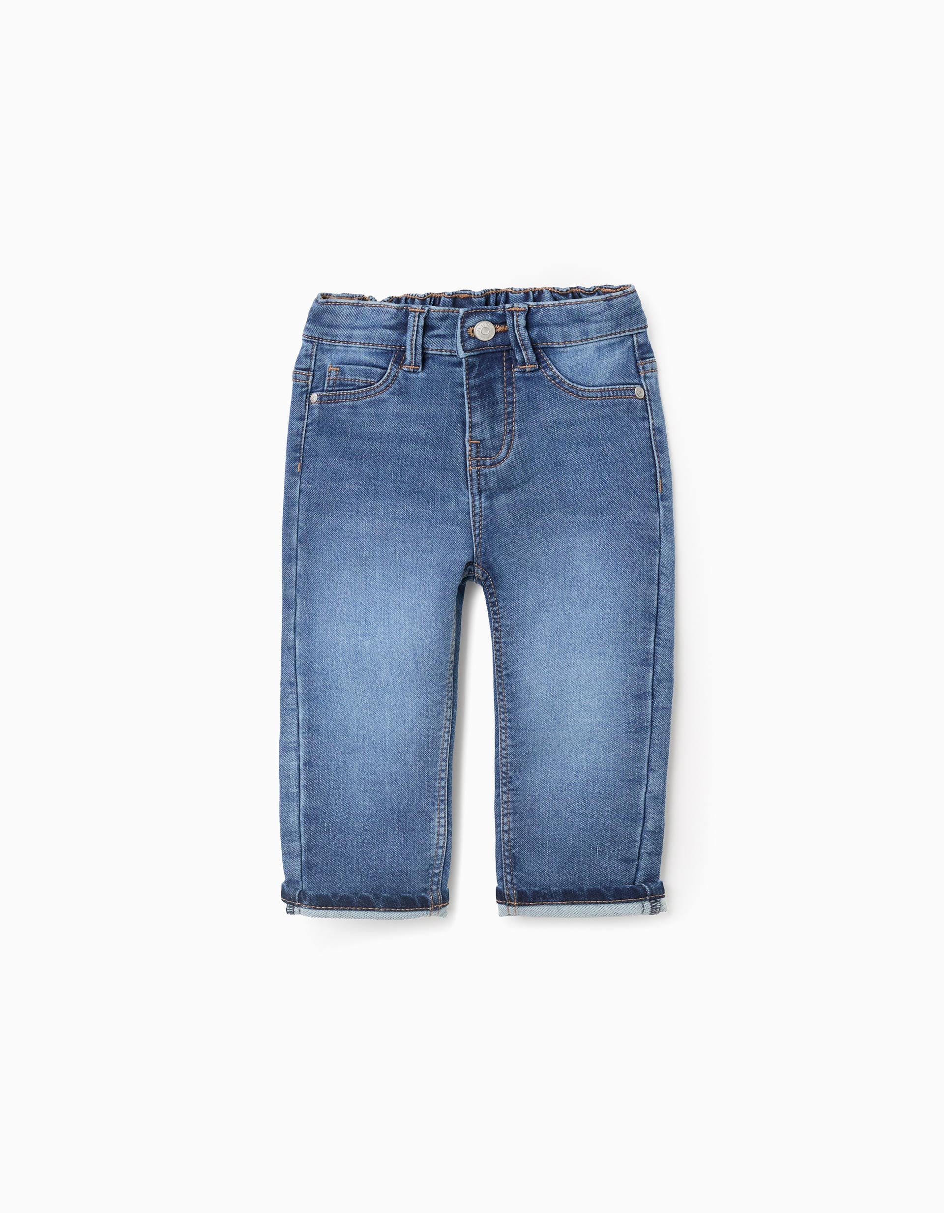 Jeans with folded hem for baby boys, blue