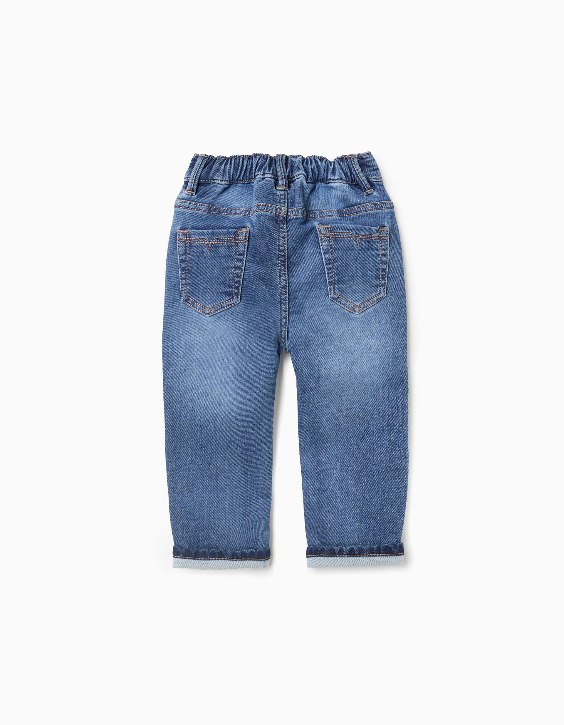 Jeans with folded hem for baby boys, blue
