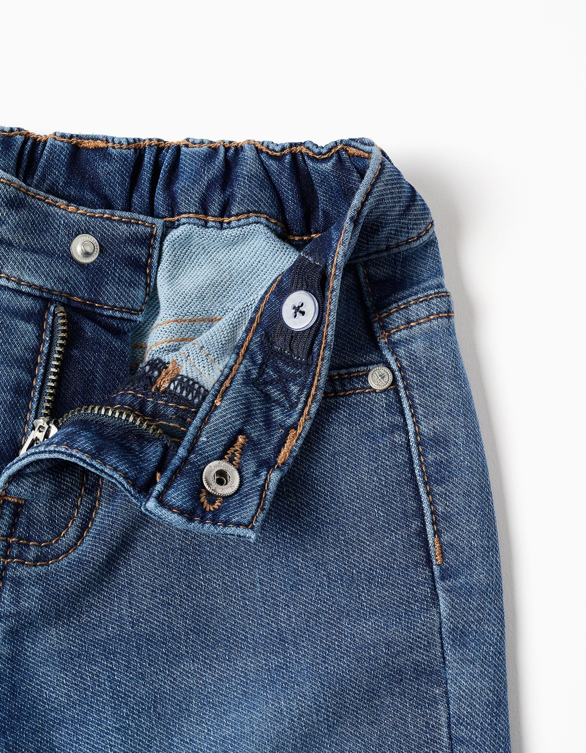 Jeans with folded hem for baby boys, blue
